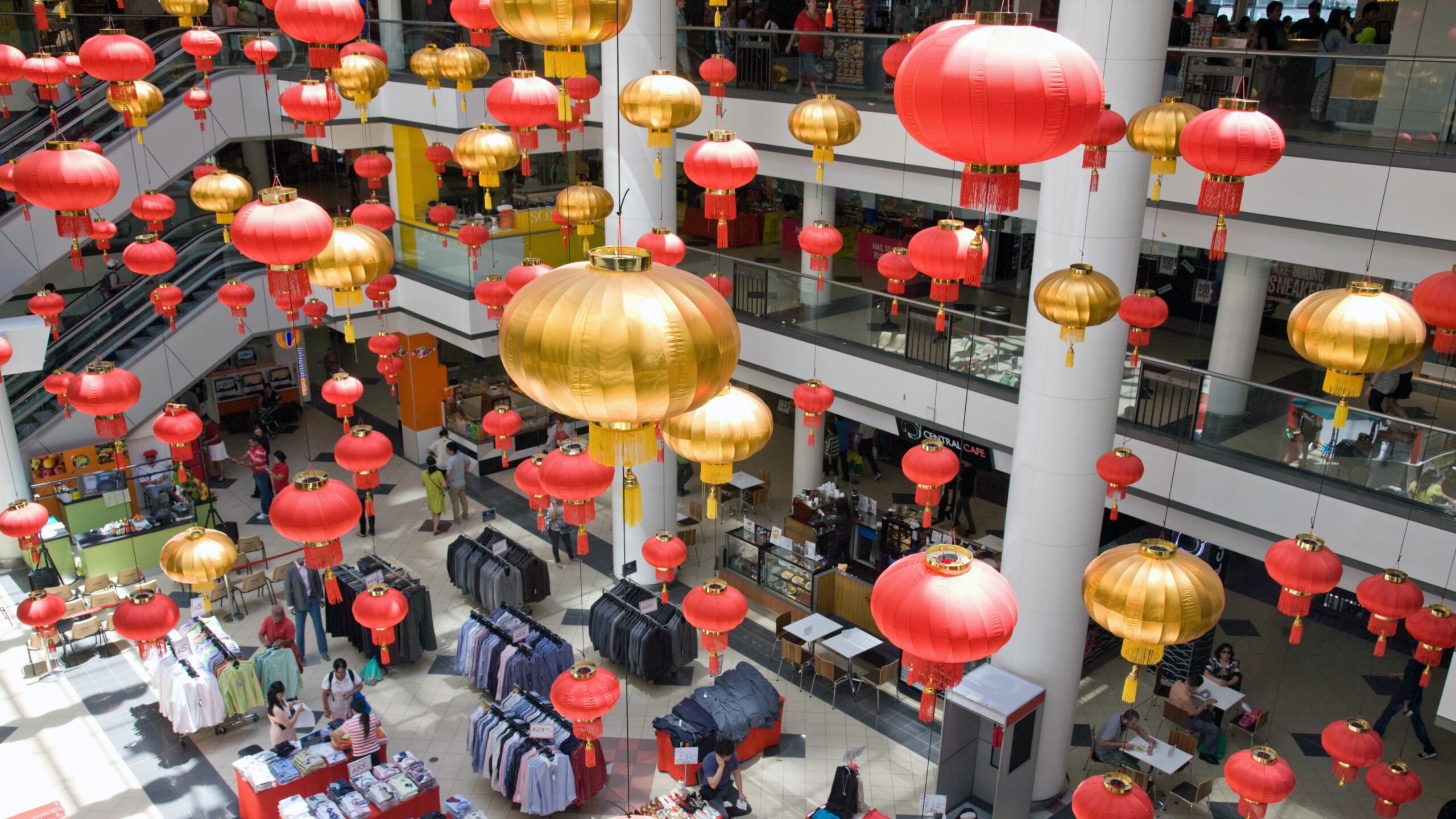 chinese lanterns in market city,chinatown,sydney